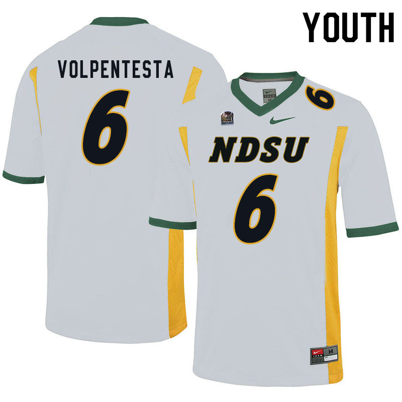 Youth #6 Giancarlo Volpentesta North Dakota State Bison College Football Jerseys Sale-White - Click Image to Close
